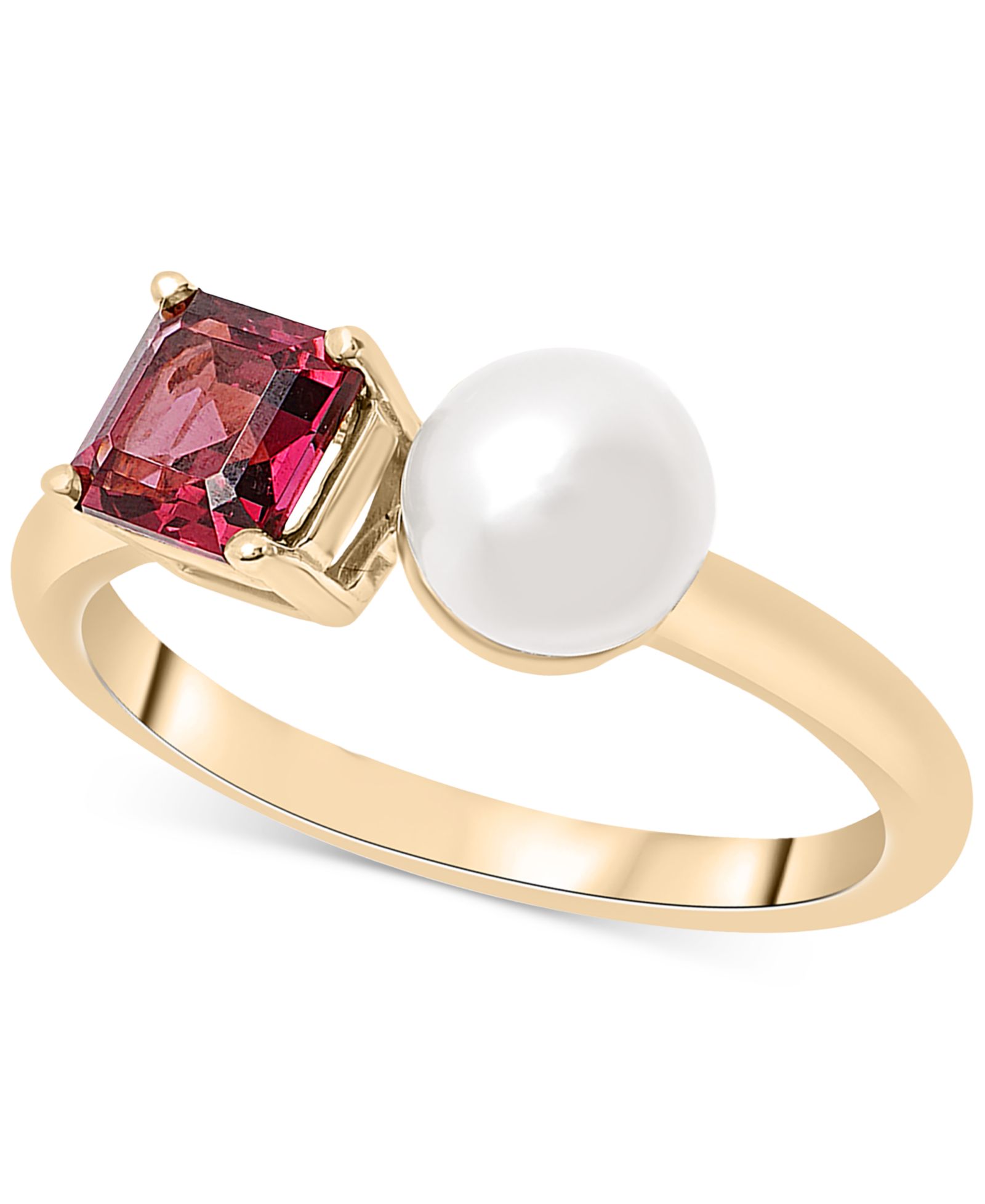 Audrey by Aurate Cultured Freshwater Pearl (5mm) & Rhodolite (5/8 ct. t.w.) Two Stone Ring in Gold Vermeil,  Exclusively at Macy's