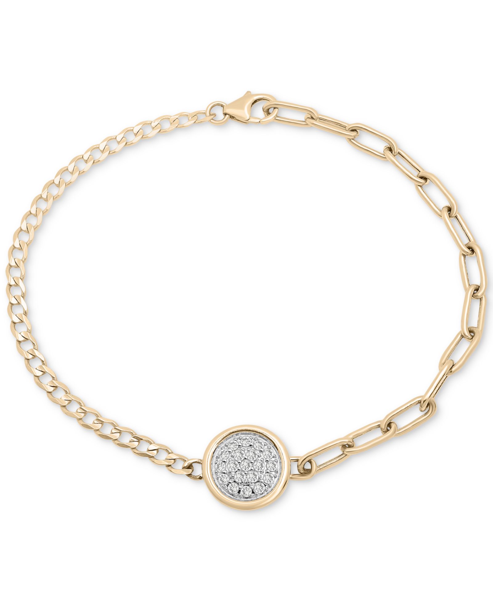 Audrey by Aurate Diamond Pavé Disc Two-Chain Link Bracelet (1/4 ct. t.w.) in Gold Vermeil, Created for Macy's