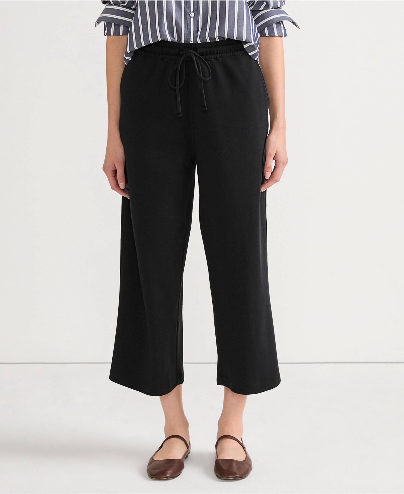 Женские широкие укороченные брюки Lands' End Sport Knit Elastic Waist