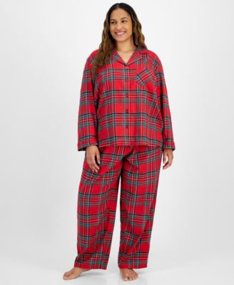 Holiday Lane Plus Size Brinkley Plaid Notch Collar Matching Family Pajamas Set, Created for Macy's