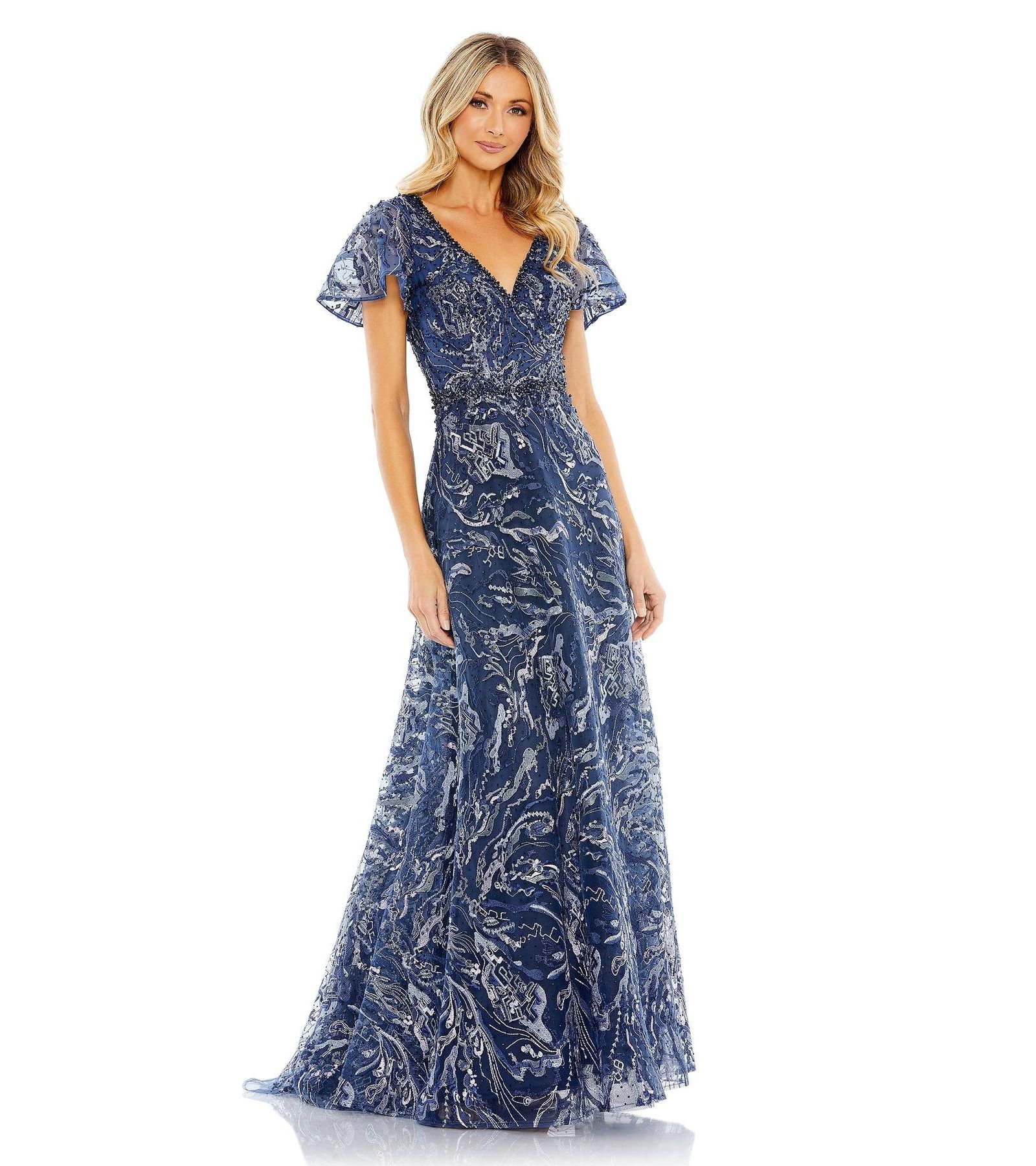 Mac Duggal Женское вечернее платье A-line с рукавами-бабочками