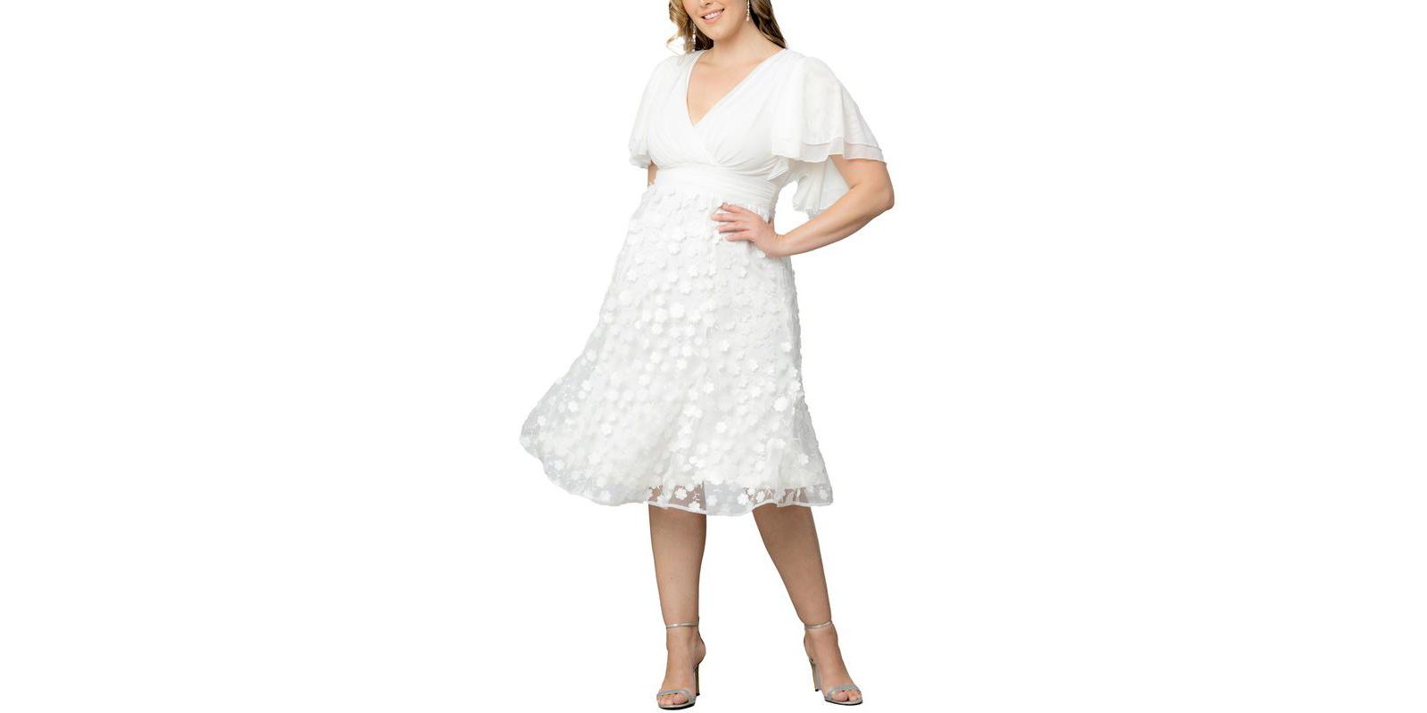 Kiyonna Plus Size Pretty Petals Mesh Cocktail Dress