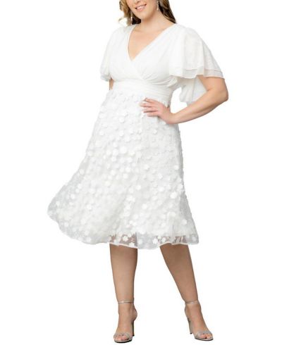 Kiyonna Plus Size Pretty Petals Mesh Cocktail Dress