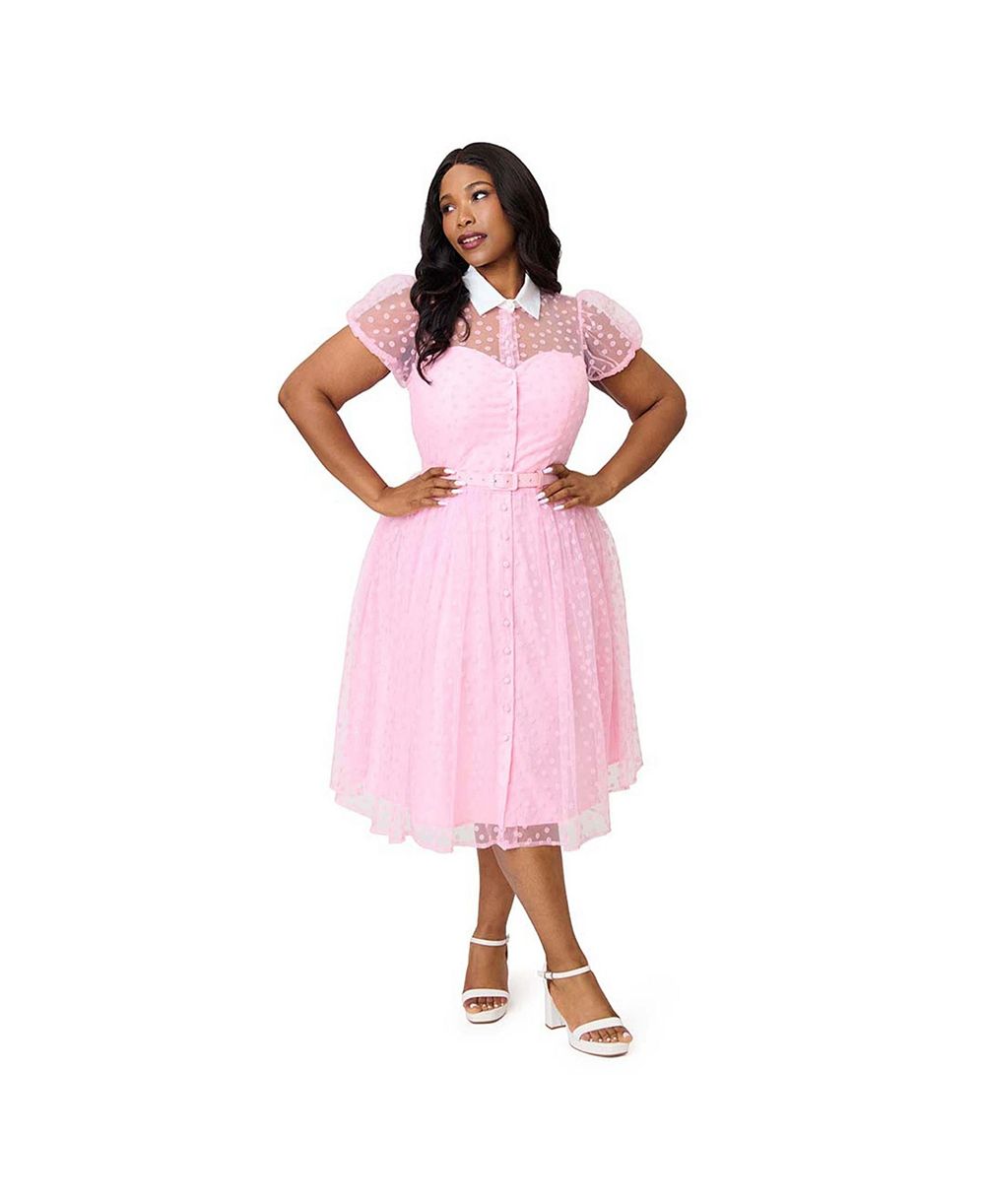 Платье Unique Vintage Plus Size 1950s Short Sleeve Collared Hollie Swing