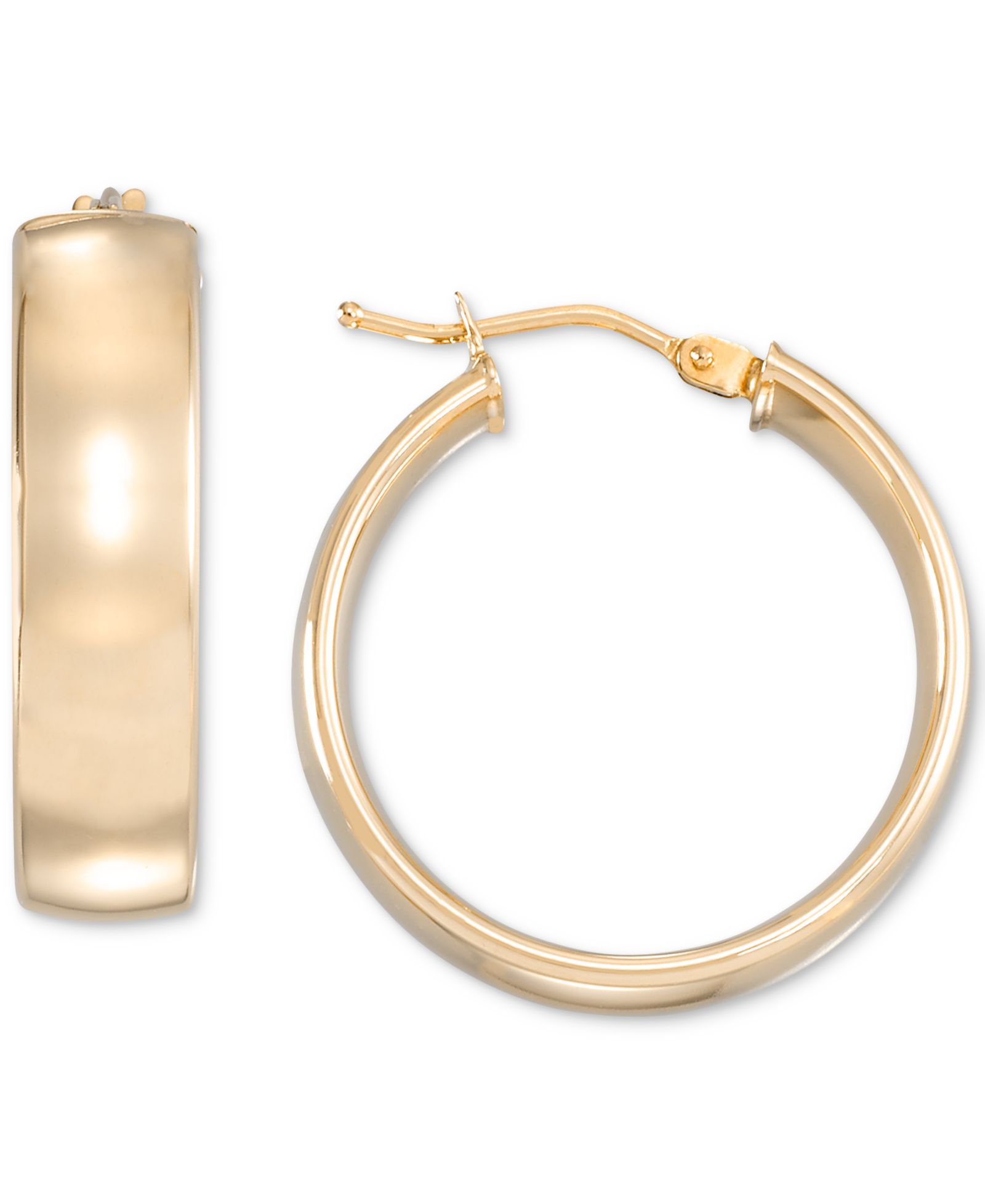 Серьги-кольца Macy's High Polished Wide Chunky Small Hoop 14k Gold, 7/8"