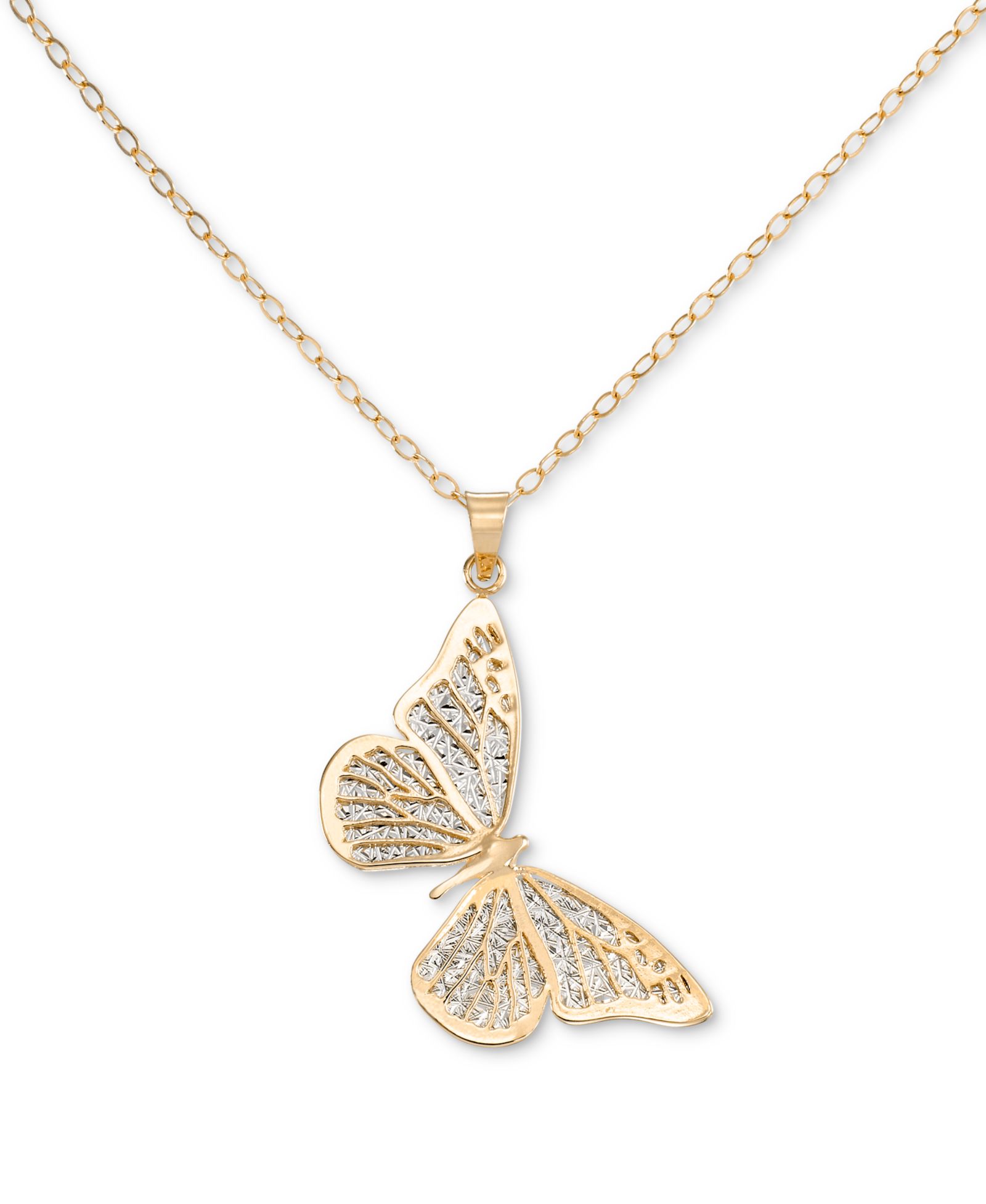 Ожерелье-подвеска Filigree Lace Butterfly 18" в 10k Gold