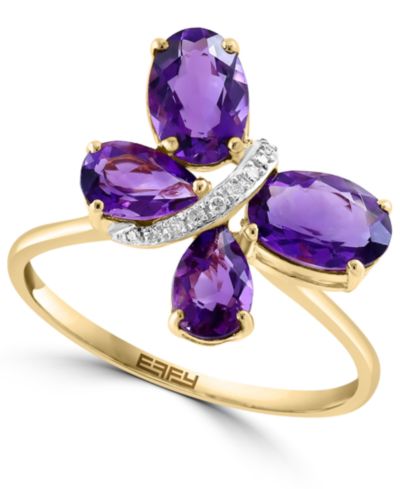 EFFY® Amethyst (1-3/4 ct. t.w.) & Diamond Accent Butterfly Ring in 14k Gold