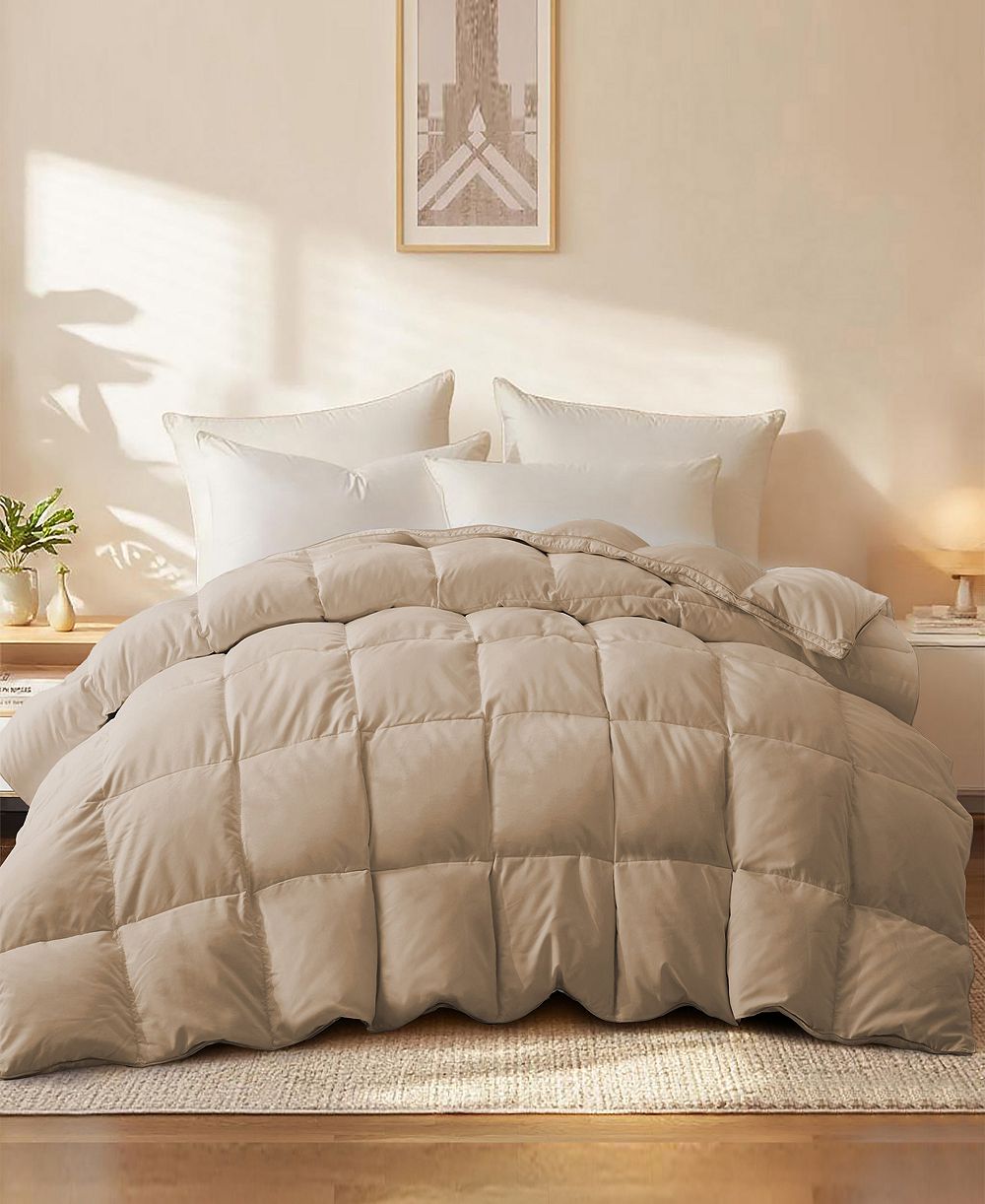 Unikome Medium Warmth Goose Feather Down Fiber Comforter, Full/Queen