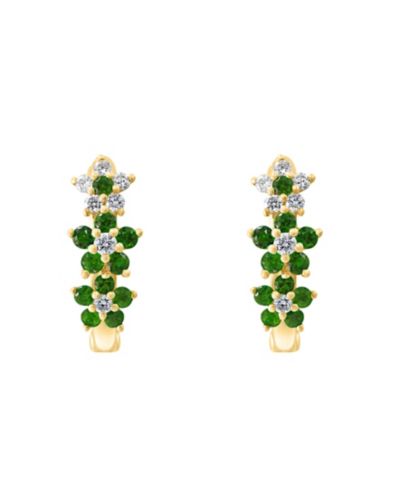 Серьги-кольца LALI Jewels с изумрудом (1/3 ct. t.w.) и бриллиантом (1/8 ct. t.w.) в форме цветка XS, желтое золото 14k, 0.15"