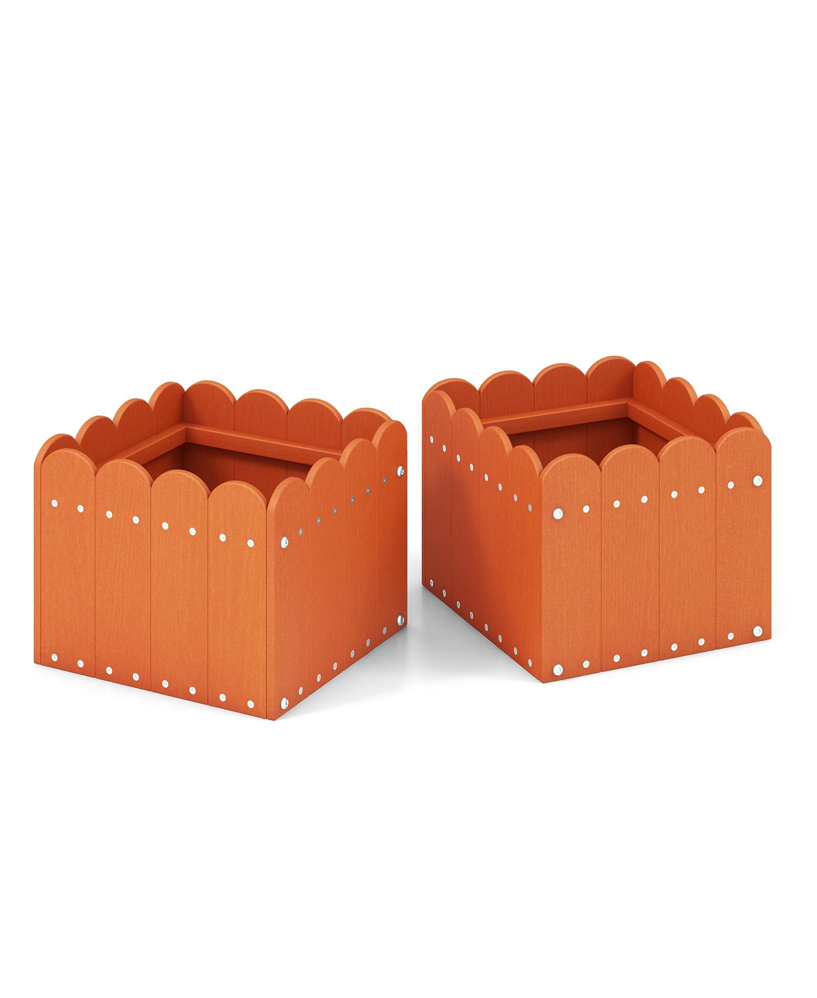 2 Pack Square Planter Box with Drainage Gaps for Front Porch Garden Balcony