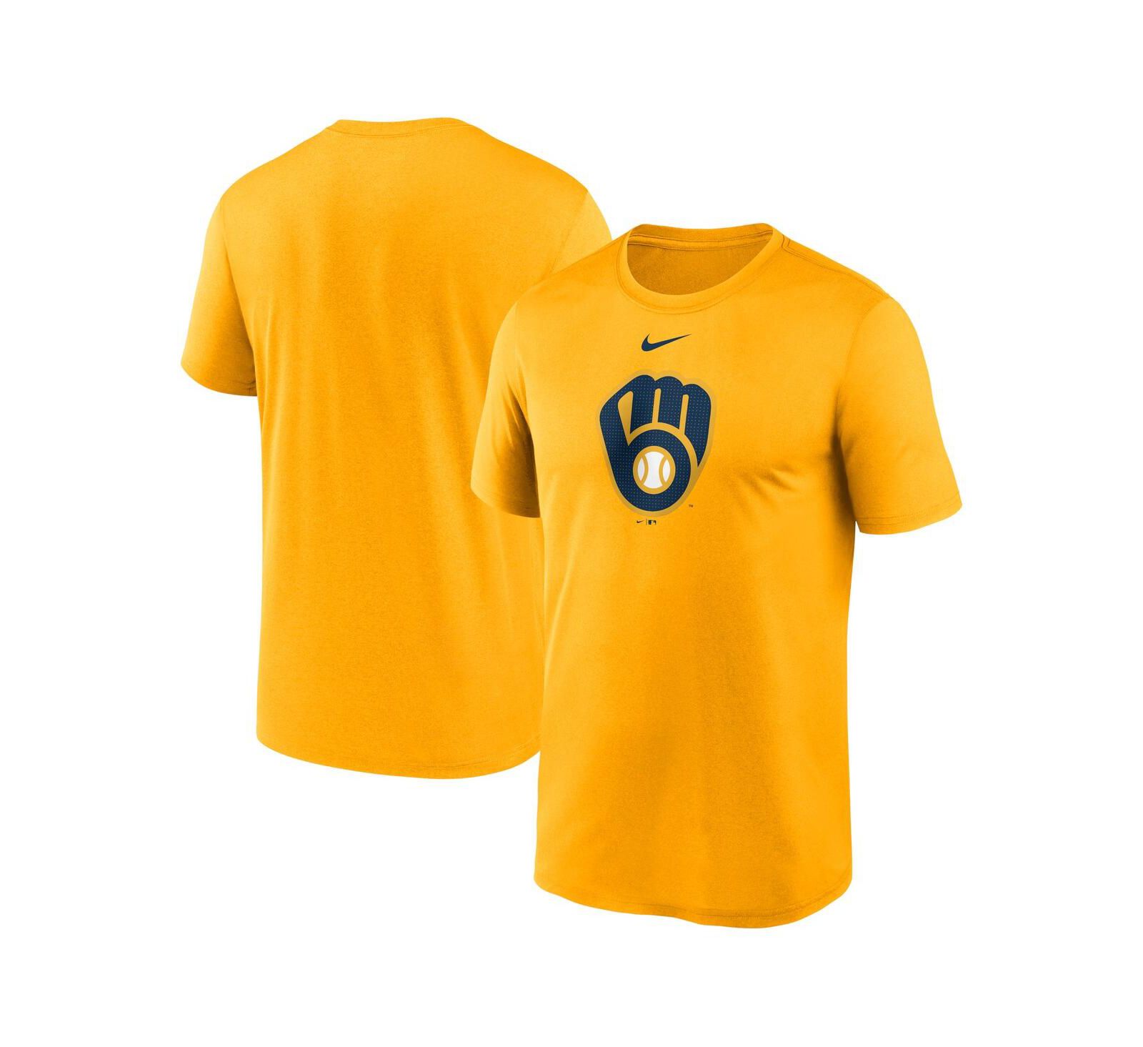Nike Men's Gold Milwaukee Brewers Legend Fuse Large Logo Performance T-Shirt