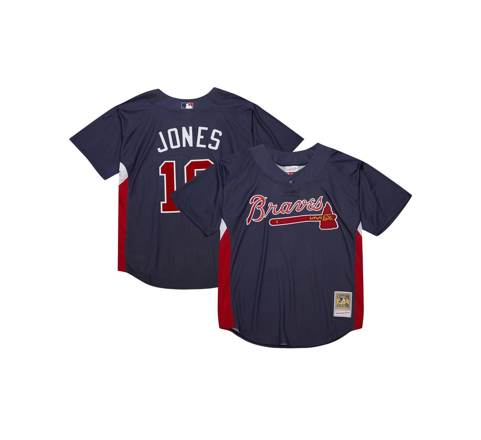 Mitchell Ness Мужская джерси Mitchell Ness Chipper Jones Navy Atlanta Braves Cooperstown Collection 2007 Batting Practice