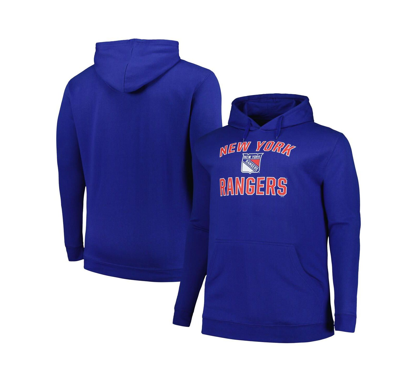 Profile Men's Blue New York Rangers Big & Tall Arch Over Logo Pullover Hoodie