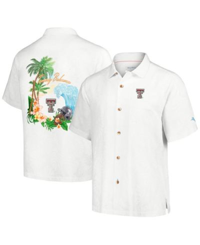 Мужская рубашка Tommy Bahama White Texas Tech Red Raiders Castaway Game Camp Button-Up