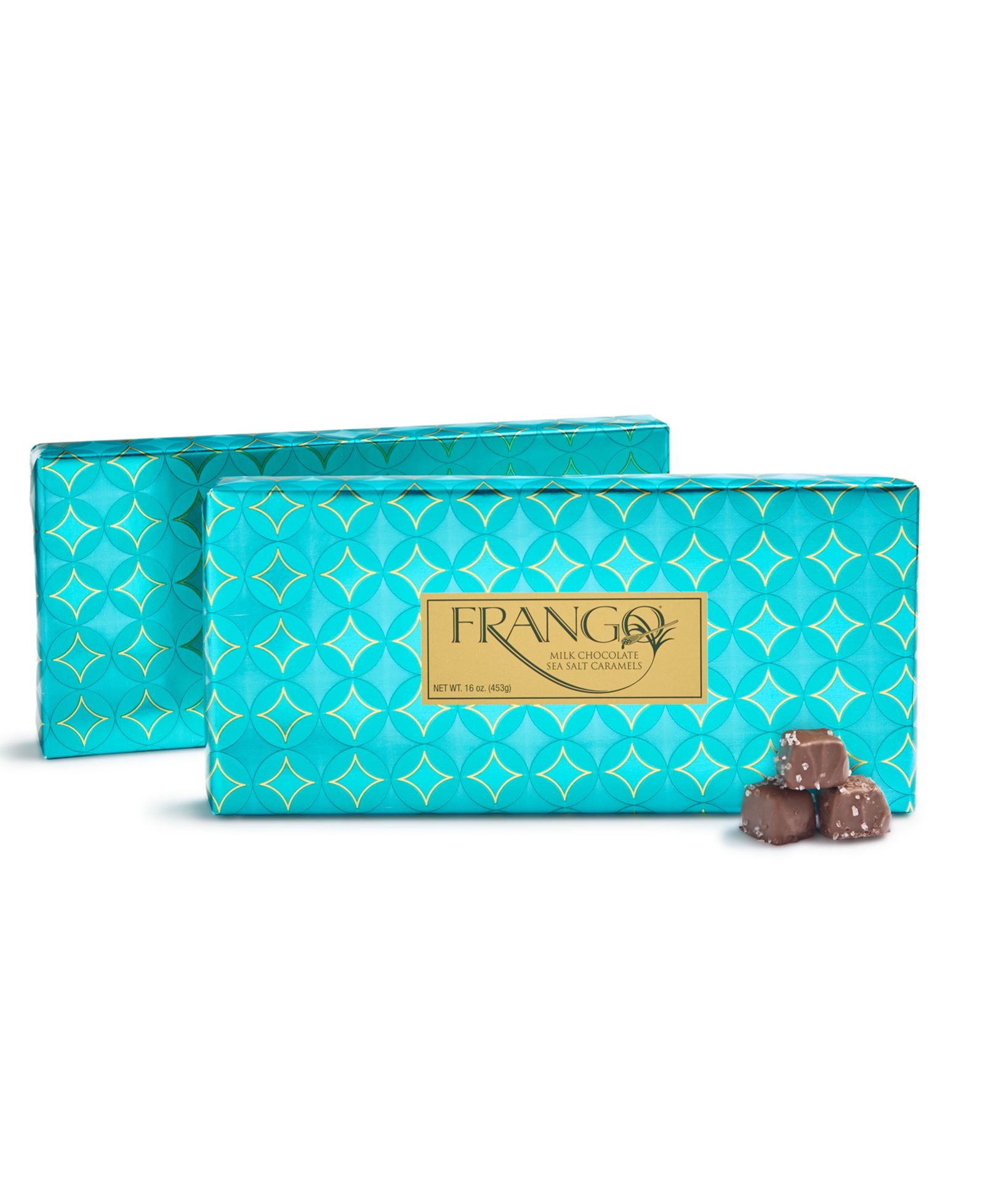 Шоколад Frango Chocolates 2 Pack 1 LB Wrapped Box Sea Salt Caramel Milk Chocolates