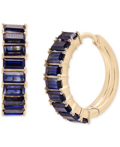 Nano Emerald Color Small Hoop Earrings (1-1/2 ct. t.w.) in Gold Vermeil, (Also in Nano White Sapphire Color, Nano Ruby Color, & Nano Blue Sapphire Color), Created for Macy's