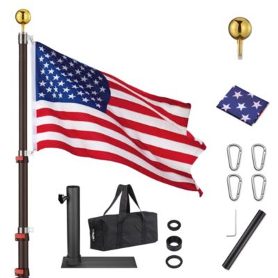 Yescom EZ GO 25ft Telescopic Flag Pole Kit Wheel Tire Mount Stand Upgrade Rotating Lock Outdoor Camper RV Tailgate