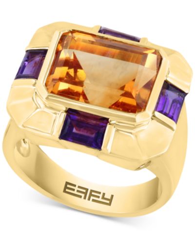 EFFY® Citrine (5-3/4 ct. t.w.) & Amethyst (1-1/2 ct. t.w.) Statement Ring in Gold Over Silver