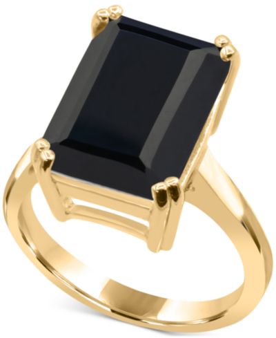 Macy's Кольцо Statement с изумрузом, 14k Gold-Plated Sterling Silver