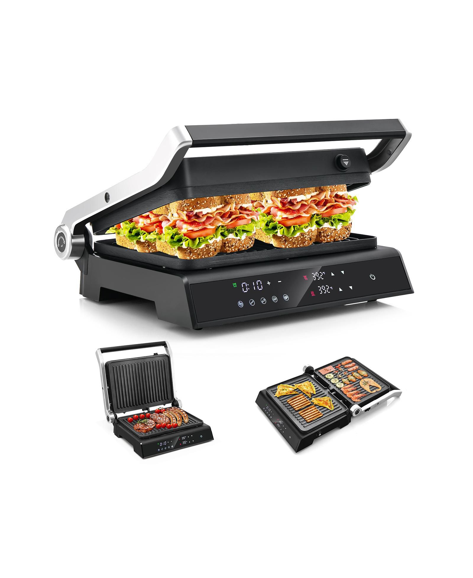 Slickblue 3 in 1 Indoor Electric Panini Press Grill with LED Display