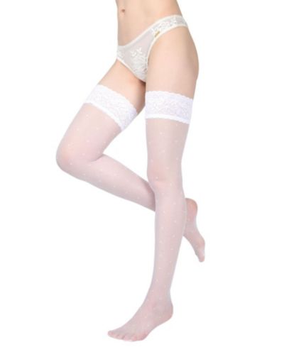 MeMoi Women's Seduction Sheer Allover Dot Thigh High Stockings