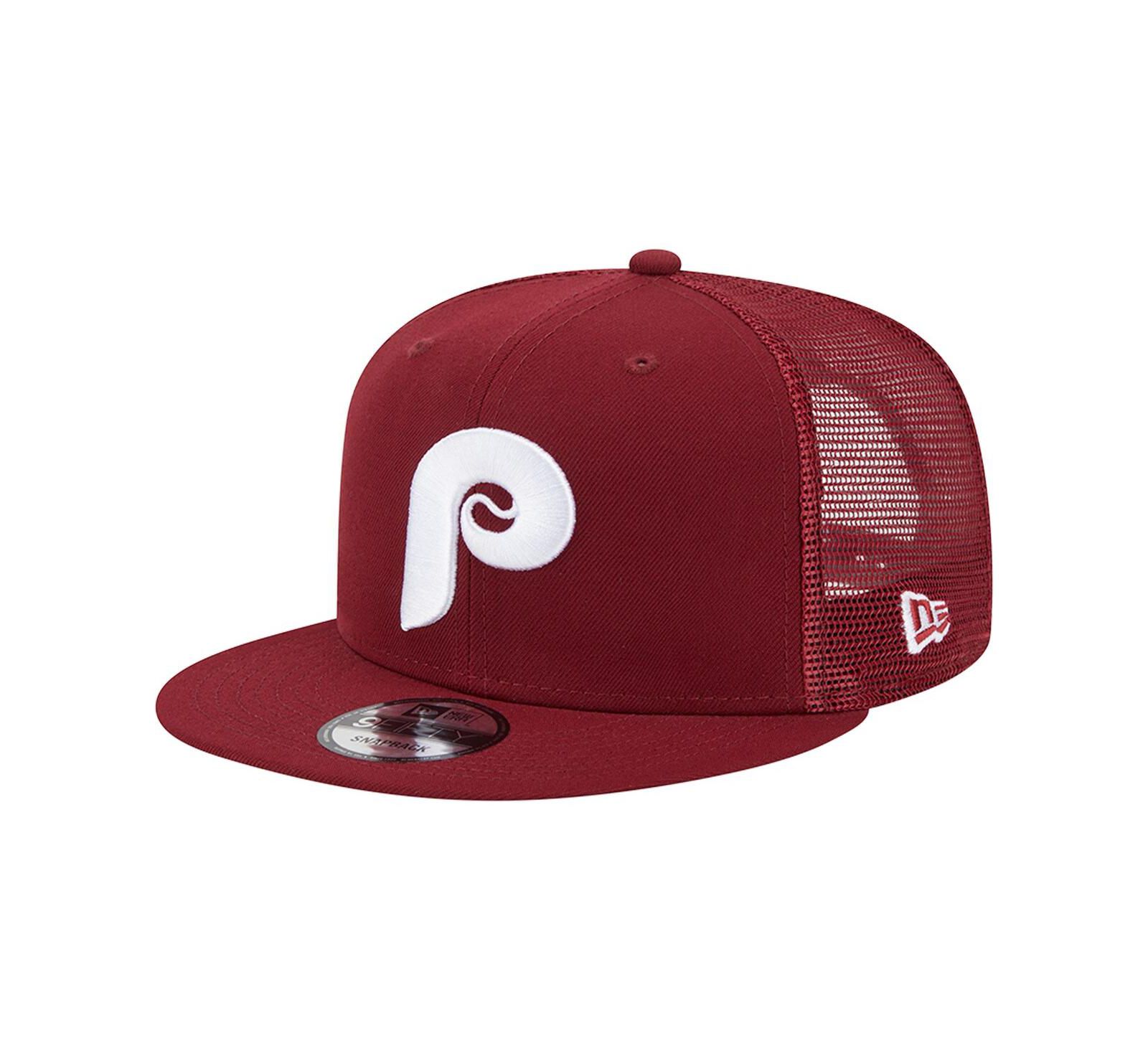 New Era Men's Burgundy Philadelphia Phillies Cooperstown Collection Team Color Trucker 9Fifty Snapback Hat