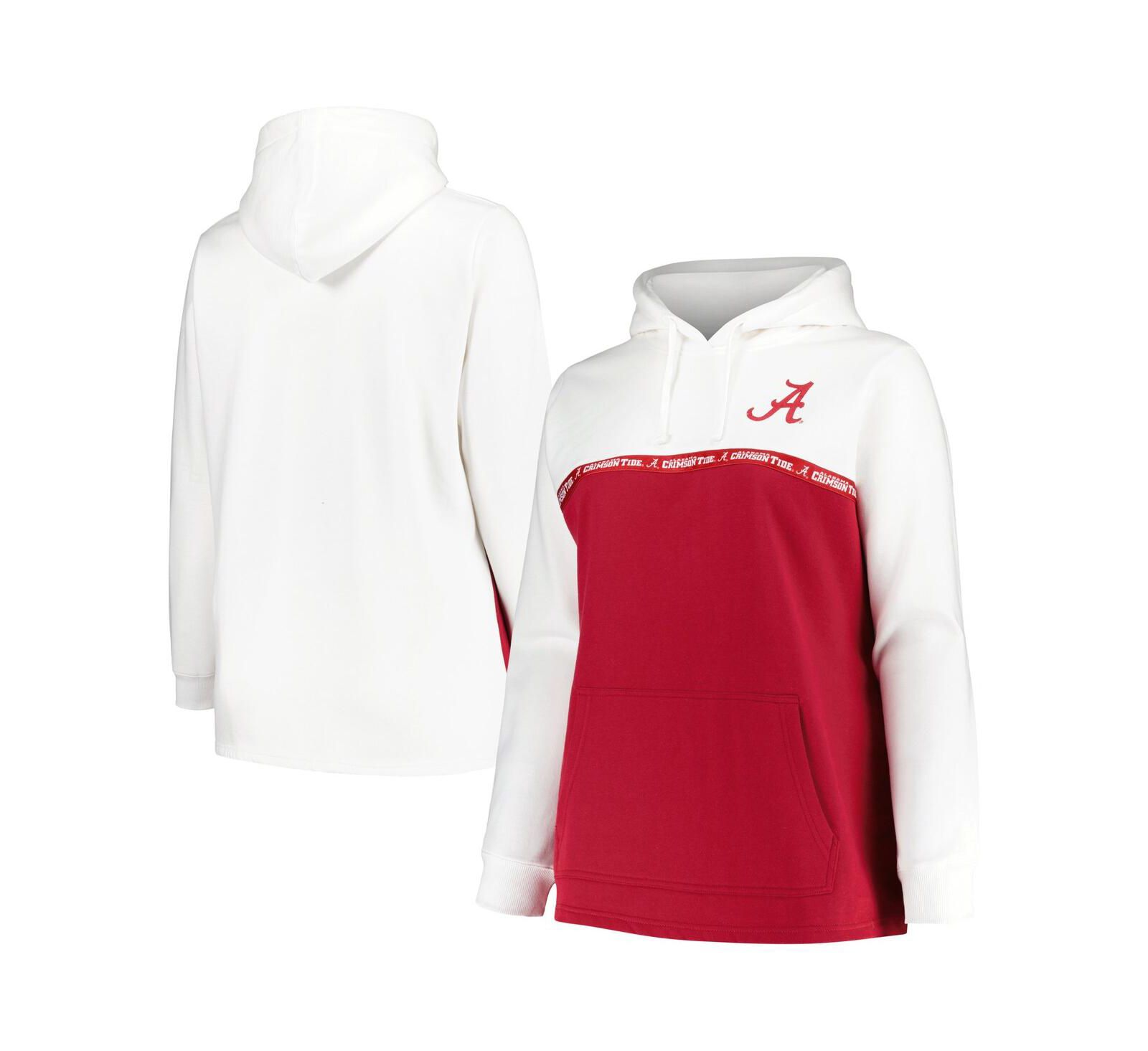 Женское худи Profile White/Crimson Alabama Crimson Tide Plus Size Taping Pullover Hoodie