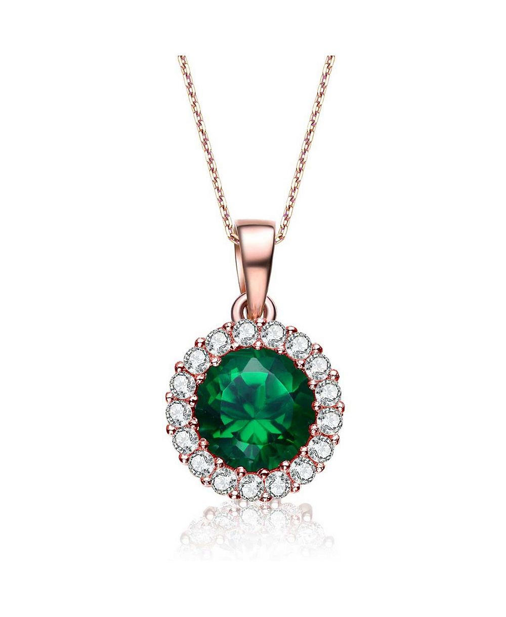 Ожерелье Genevive Minimalist Sterling Silver Brilliant CZ Round Halo