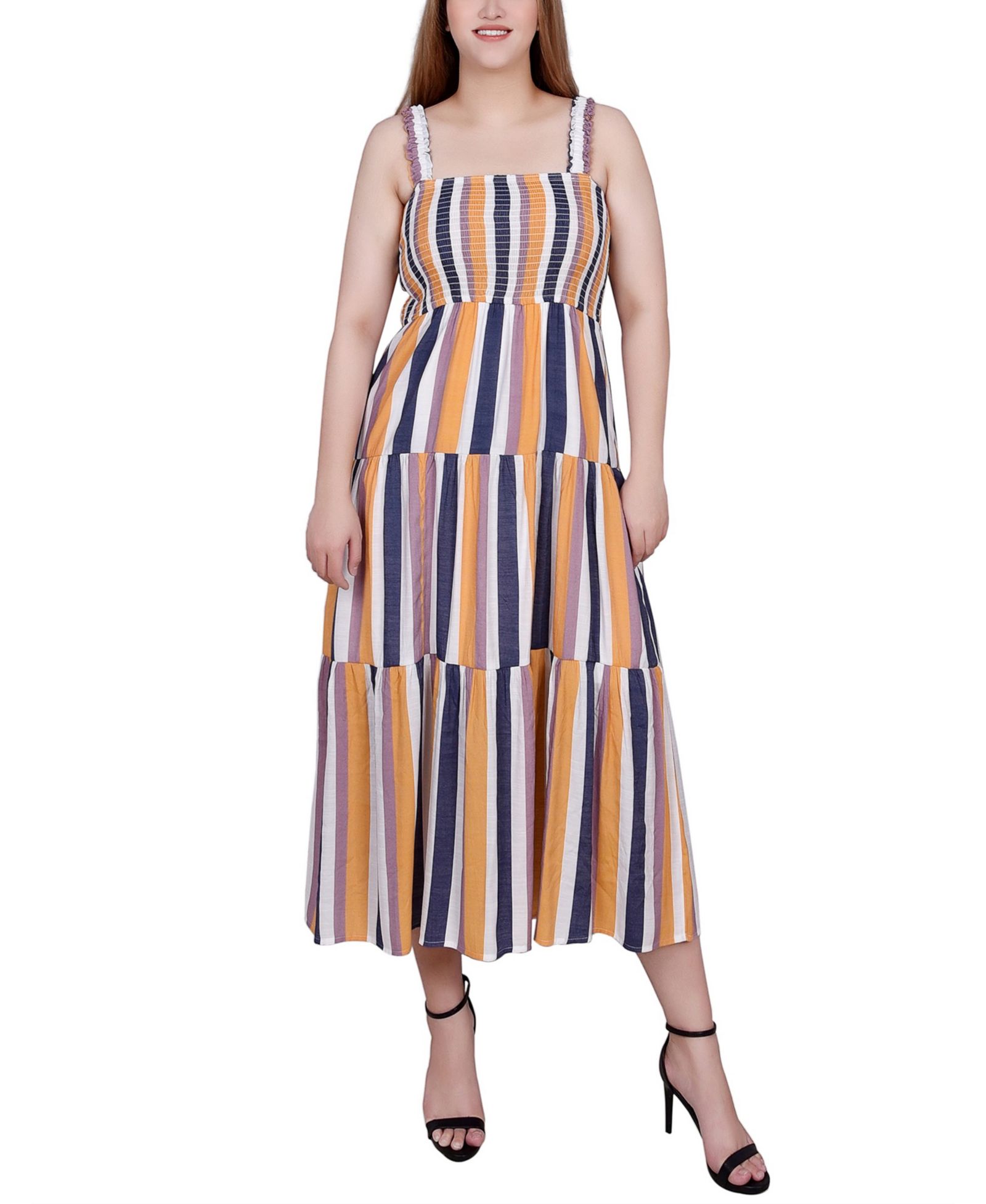 Женское миди-платье NY Collection Petite Smocked-Bodice