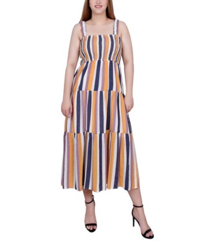 Женское миди-платье NY Collection Petite Smocked-Bodice