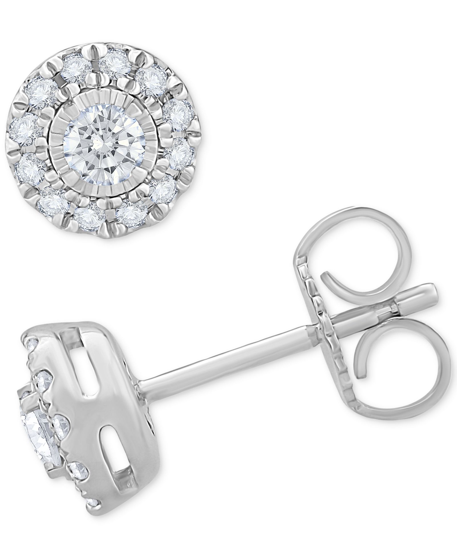 Серьги-гвоздики Diamond Halo (1/4 ct. t.w.) в 14k White Gold или 14k Gold