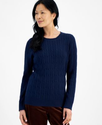 Style & Co Petite хлопковый вязаный свитер с круглым вырезом