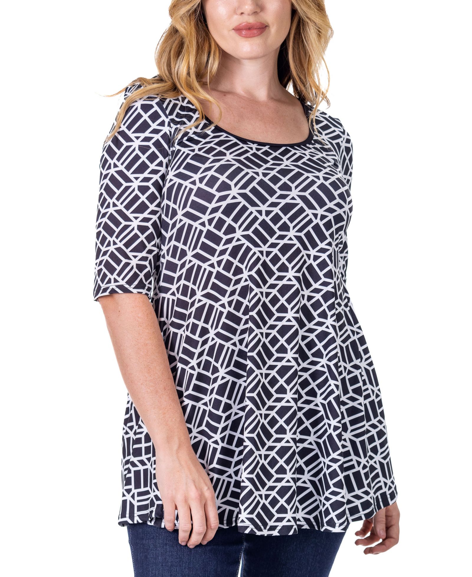 Женский туник-топ 24seven Comfort Apparel Print Elbow Sleeve Casual