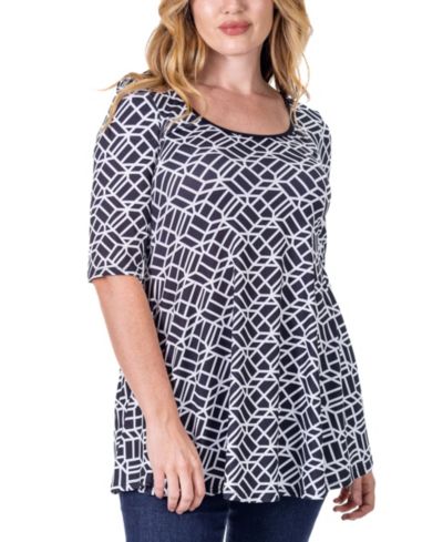 Женский туник-топ 24seven Comfort Apparel Print Elbow Sleeve Casual