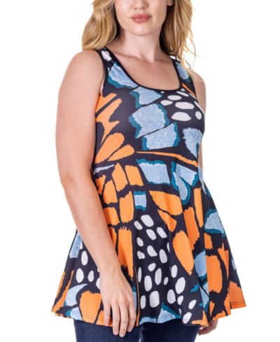 24seven Comfort Apparel Casual Print Scoop Neck Tank Top