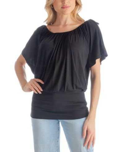 24seven Comfort Apparel топ с коротким рукавом и разрезом на плече, однотонный