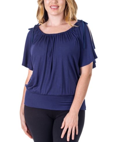 24seven Comfort Apparel топ с коротким рукавом и разрезом на плече, однотонный