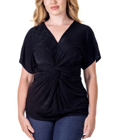 Топ с v-образным вырезом и завязкой спереди, рукавами-кимано от 24seven Comfort Apparel