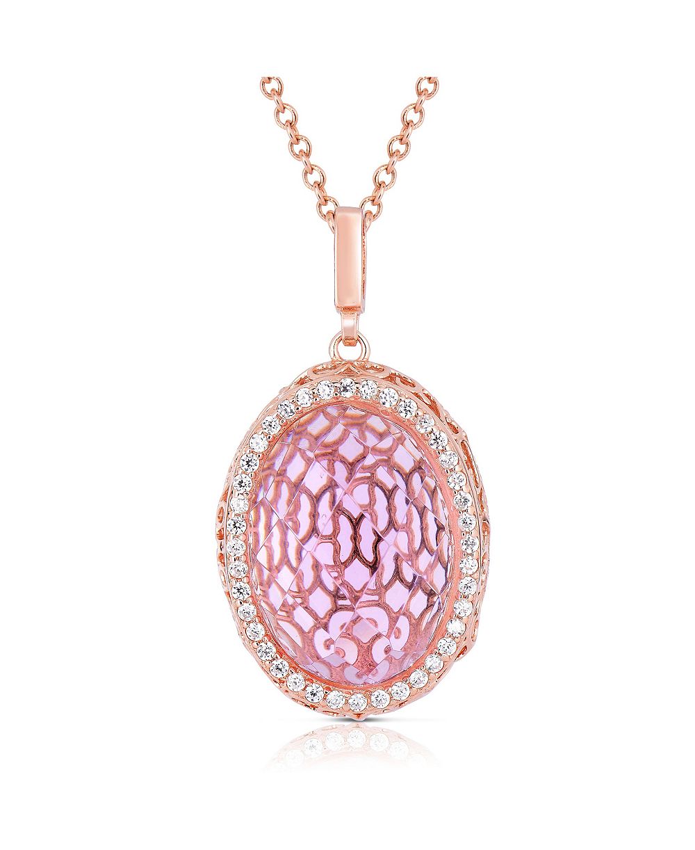 Розовая подвеска из 18K Rose Plated Cubic Zirconia Oval в Sterling Silver