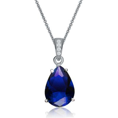 Genevive колье-подвеска Radiant White Gold Plated с кубическим цирконием в форме капли