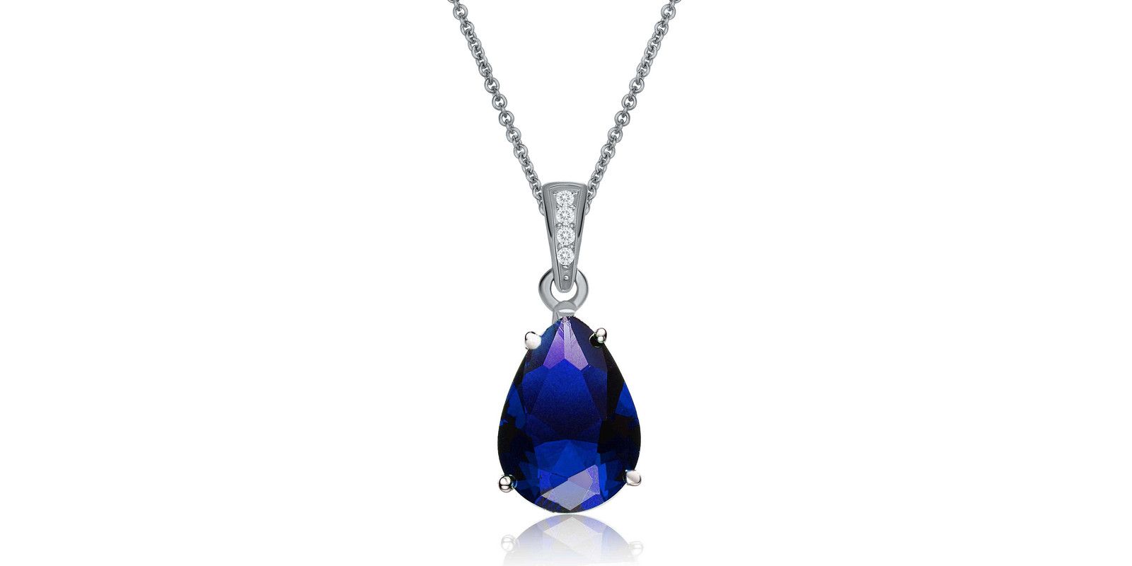 Genevive колье-подвеска Radiant White Gold Plated с кубическим цирконием в форме капли