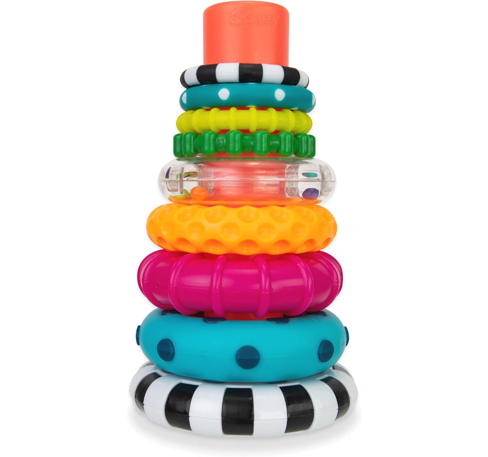 Sassy Baby Sassy Stacks of Circles Stacking Ring STEM Learning Toy, 9 Piece Set