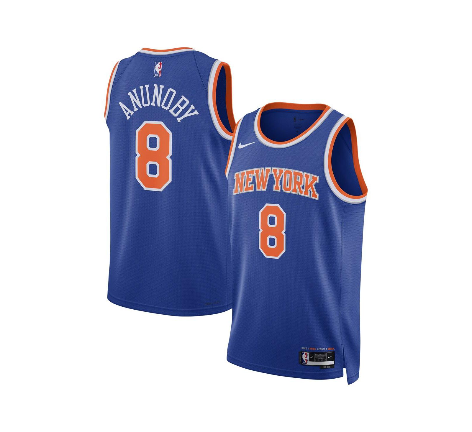 Nike Men's and Women's OG Anunoby Blue New York Knicks Swingman Jersey - Icon Edition