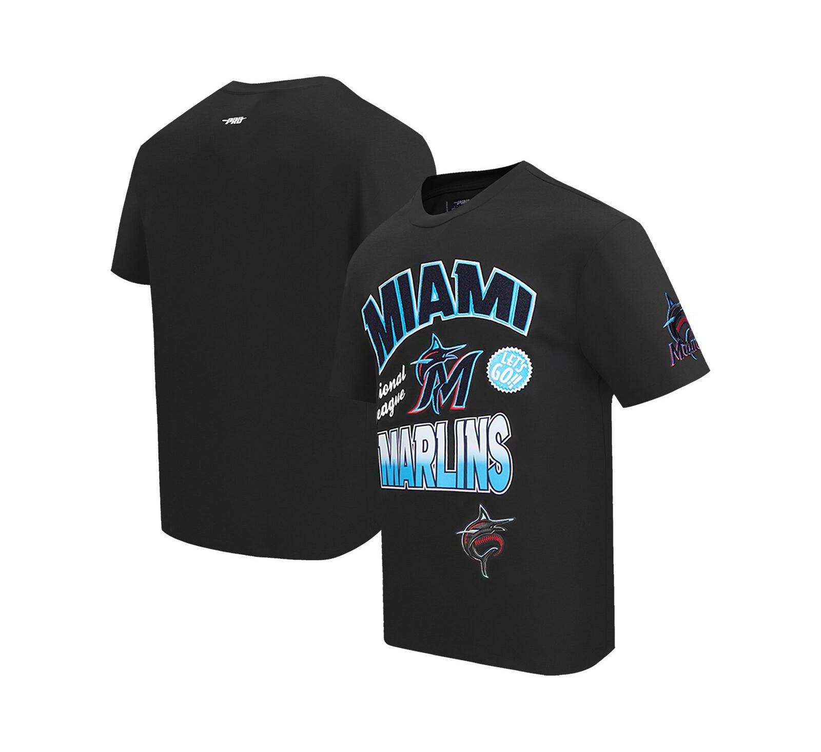 Pro Standard Men's Black Miami Marlins Turn It Up Dropped Shoulder T-Shirt