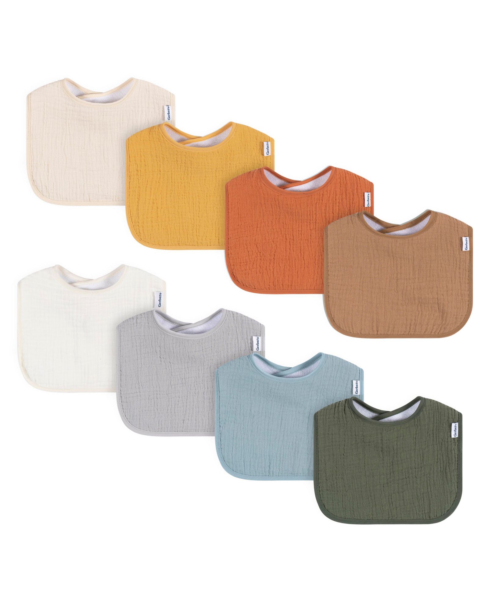Gerber Baby Neutral 8-Pack Bibs, Multi Neutrals, One Size