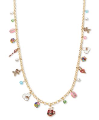 Holiday Lane Gold-Tone Candy Charms Necklace, 30" + 3" extender, Created for Macy's