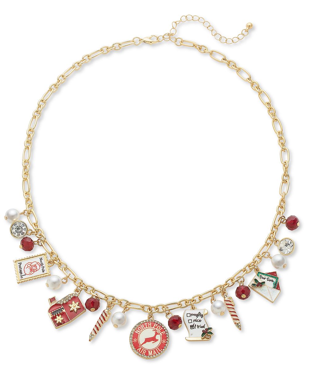 Колье Holiday Lane Gold-Tone Santa Letter Charm, 18" + 3" extender