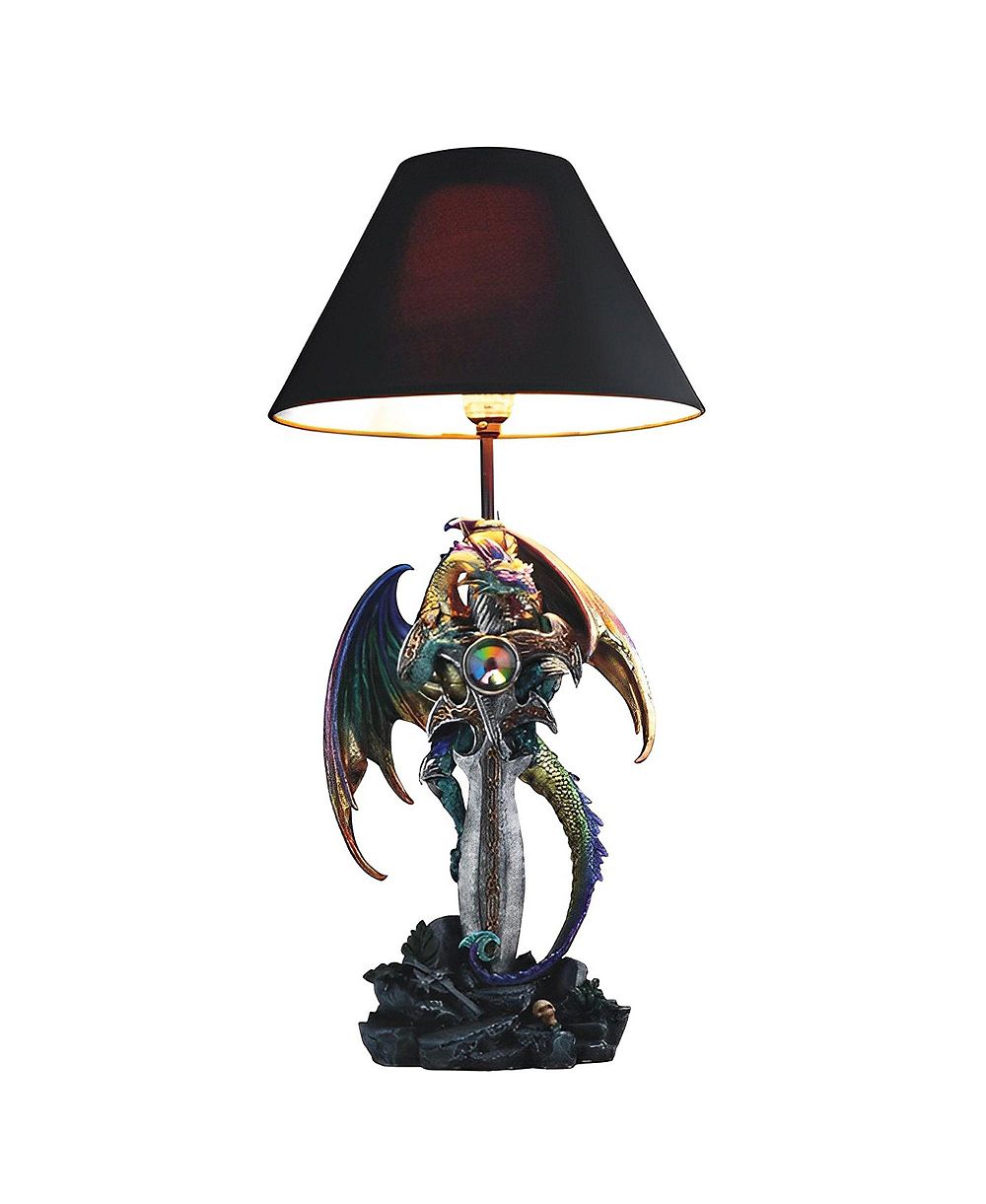 FC Design 24.5"H Purple/Green Dragon Embracing Sword Table Lamp Home Decor Perfect Gift for House Warming, Holidays and Birthdays