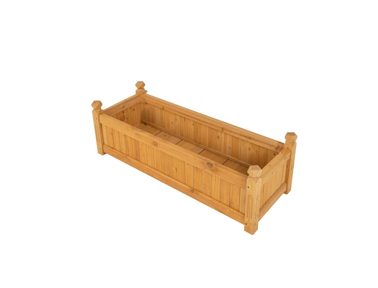 Slickblue Wooden Rectangular Garden Bed with Drainage System-Natural