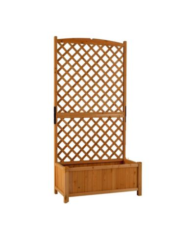 Slickblue Planter Raised Bed with Trellis for Plant Flower Climbing-Orange